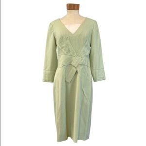 Carolina Herrera Green V Neck Sheath Dress
